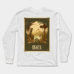 Brazil Rainforest Vintage Travel Art Poster Long Sleeve T-Shirt